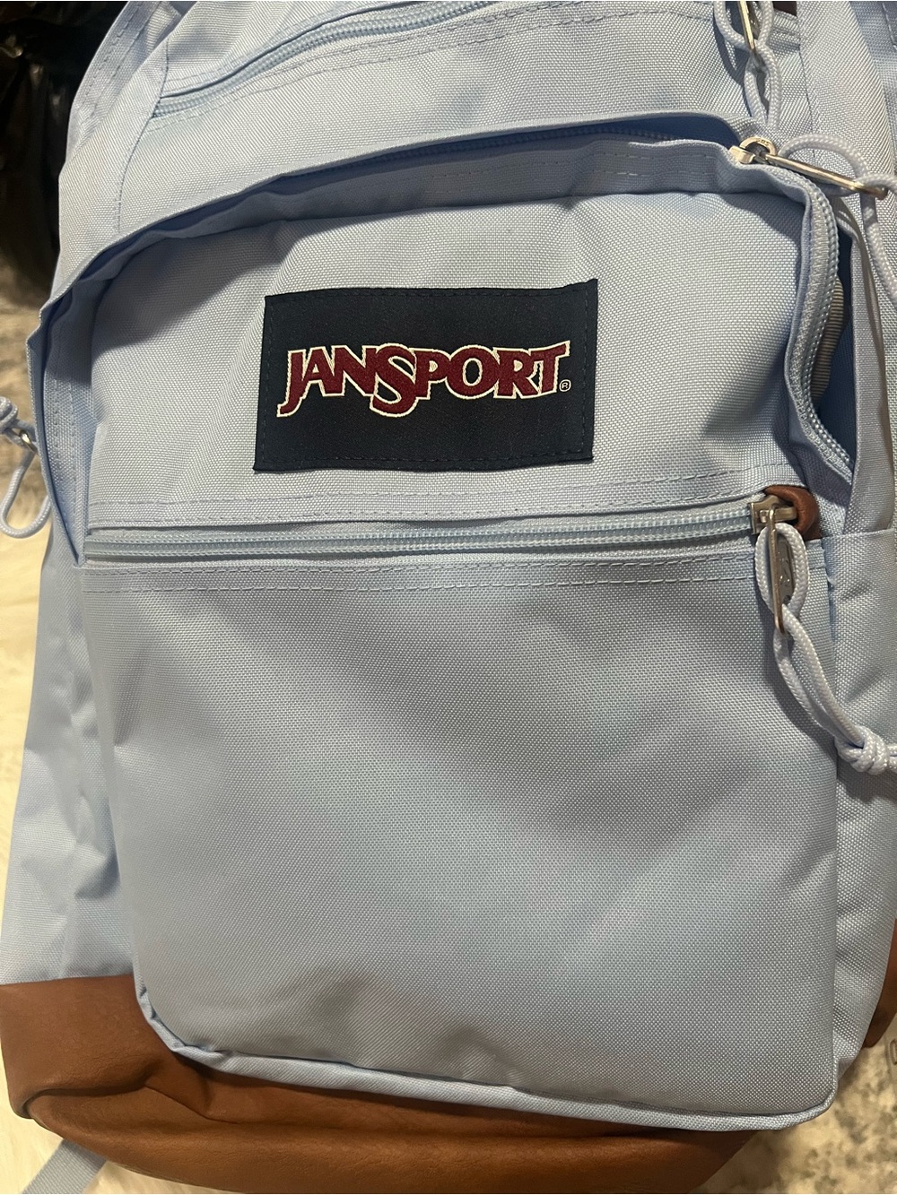Jansport blue  Backpack with Brown Suede Base